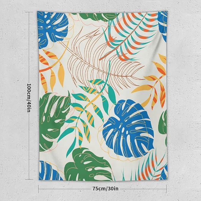 ICMOLYYENLO Tropical Green Plant Tapestry, Green Palm Leaves Natural Landscape Print Wall Tapestry for Bedroom Living Room Dormitory 60x60 Inch