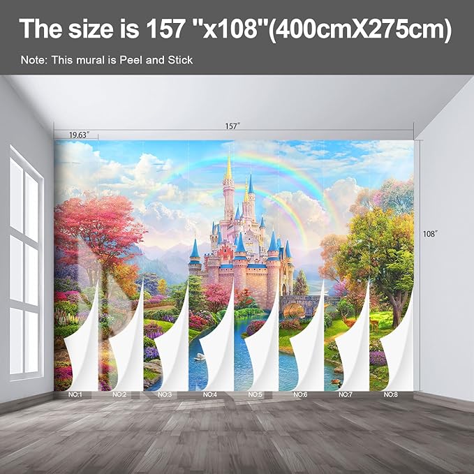 Castle Wall murals Peel and Stick Wallpaper for Bedroom Nursery Room - 108"x157"