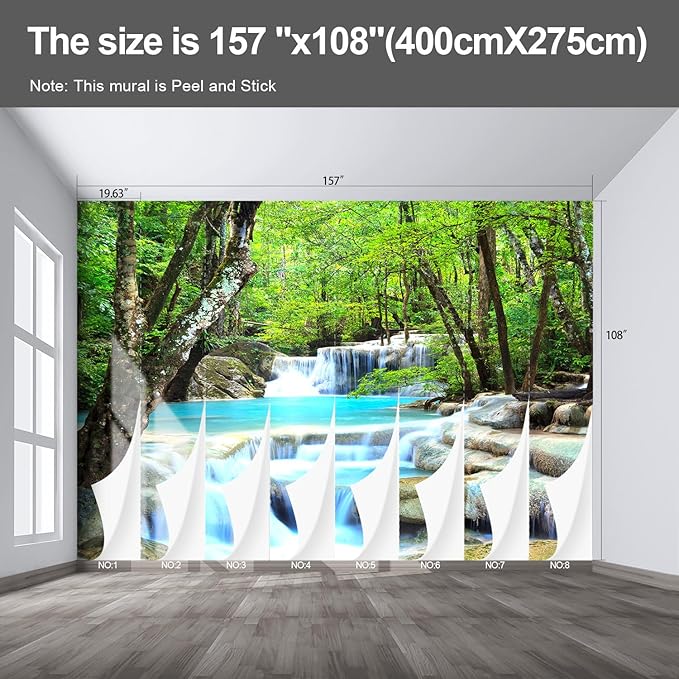 Forest Landscape Wall murals Woodland Tree Peel and Stick Wallpaper for Bedroom Living Room - 108"x157"