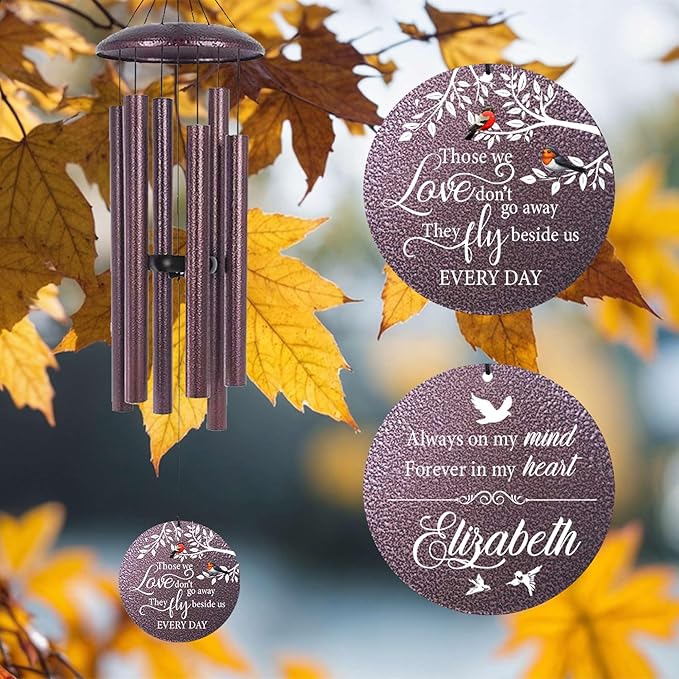 ASTARIN 36" Large Deep Tone Personalized Name Sympathy Wind Chimes, Cardinal Memorial Wind Chime for Loss of Mother Father Loved One, Bereavement Condolence Gifts Decor Outdoor Patio Garden
