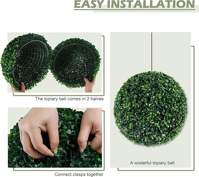 Ogrmar 2 PCS 17.7 inch 2 Layers Artificial Plant Topiary Ball Faux Boxwood Decorative Balls for Backyard, Balcony,Garden, Wedding and Home Décor (17.7 Inch)