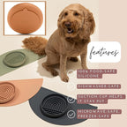 The Slowdown Bowl Silicone Slow Feeder for Dogs & Puppies, Slow Eating, Modern Lick Mat Design, Reduces Gulping, Fits 2 Cups 7.5” Across x 1.5” Tall, Mealtime Challenge, Medium-Blush