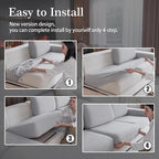 Couch Cushion Covers for Sectional Sofa, Stretch Soft Sofa Slipcovers Washable Wear-Resistant Universal Furniture Protector for Living Room(3 Seaters Covers+1 Chaise Cover, Light Gray)