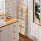4NM No Assembly Foldable Bookshelf, 4-Shelf Collapsible Bookcase Storage for Small Spaces, 54" H, White and Golden