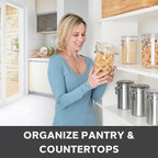 OGGI Clear Canister Airtight 61oz - Clamp Lid & Spoon - Airtight Food Storage Containers, Ideal for Kitchen & Pantry Storage of Bulk, Dry Food Including Flour, Sugar, Coffee, Rice, Tea, Spices & Herbs