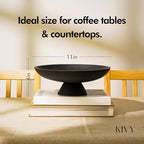 KIVY Concrete Fruit Bowl for Kitchen Counter - Large Decorative Bowl for Home Decor - Modern Key Bowl for Entryway Table - Pedestal Bowl - Fruit Basket for Home Decor - Black Fruit Bowl Decor