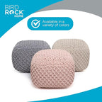 BIRDROCK HOME Square Pouf Ottoman | Cotton Braided Foot Stool with Bean Bag Filling | Boho Foot Rest for Living Room, Bedroom | Compact & Comfortable Seating, Lightweight & Sturdy | Dusty Rose