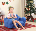 Kids Chairs for Toddler, 2-in-1 Toddler Soft Sherpa Couch Fold Out, Convertible Sofa to Lounger for Girls and Boys, Sky Blue