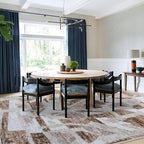 Modern Abstract 5X7 Area Rug for Living Room Bedroom Washable, with Non-Slip Rubber Backing Print Faux Wool Thin, Brown Throw Large Carpet for Kids Playroom Dining Room Pet & Child Friendly