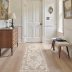 Washable 2x6 Runner Rug - Area Rugs Neutral Vintage Distressed Floral Farmhouse Boho Large Soft Floor Rug Indoor Carpet for Hallway Entryway Bedroom Kitchen - Brown/Multi
