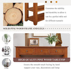 Solid Wood Console Table Entryway Table with Storage Drawers and Bottom Shelf Sofa Table for Entry Hallway Foyer Sofa Couch Table,Fully Assembled (48.8" Brown)