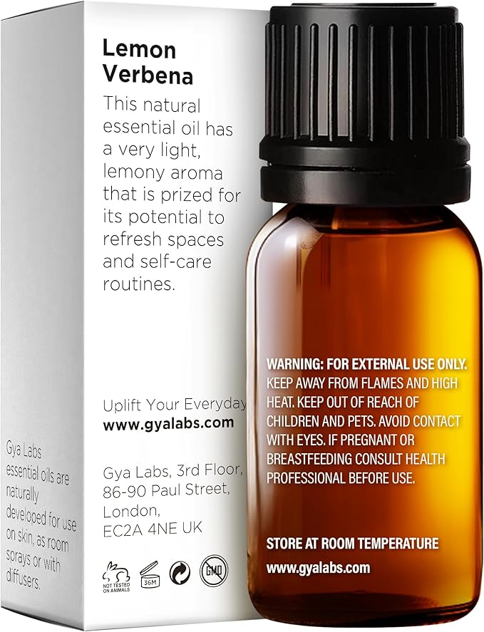 Gya Labs Lemon Verbena Essential Oil for Diffuser - 0.34 Fl Oz - 100% Pure Natural Lemon Verbena Oil for Skin, Hair, Perfume, Bath Bombs & Candle Making Scent