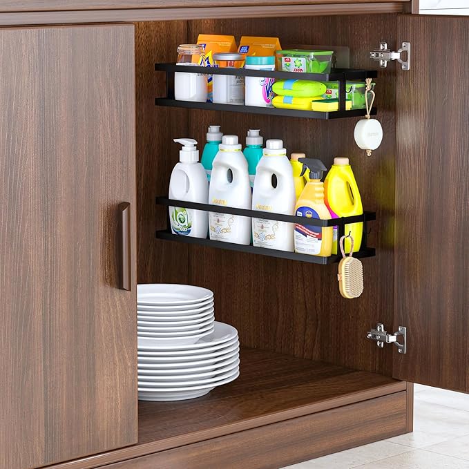 PUSDON Metal Wall Hanging Basket 2 Packs DIY Suitable for Multiple Scenes - Large Black Guardrail