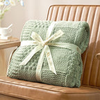 Amélie Home Chenille Knit Throw Blanket for Couch, Checkered Texture Decorative Soft Blanket for Sofa, Bed & Living Room, 50"x60", Sage Green