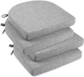 downluxe Indoor Chair Cushions for Dining Chairs, Soft and Comfortable Textured Foam Kitchen Chair Pads with Ties and Non-Slip Backing, 16" x 16" x 2", Light Grey, 4 Pack