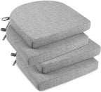 downluxe Indoor Chair Cushions for Dining Chairs, Soft and Comfortable Textured Foam Kitchen Chair Pads with Ties and Non-Slip Backing, 16" x 16" x 2", Light Grey, 4 Pack