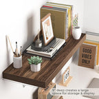 Fun Memories Floating Shelves - 24 Inch Rustic Wooden Wall Shelves - Extra Deeper & Thicker Wall Mounted Storage Shelf for Living Room, Kitchen, Farmhouse - 24"x 9"x 1.6" 2Pack, Walnut