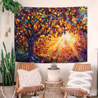 Lunerfex Tree of Life Tapestry Stained Glass Tapestry Wall Decor Tapestries for Bedroom Art Tapestries Wall Hanging for Bedroom Living Room Glass-Tree-03 70"x90"
