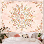 Lunerfex Floral Mandala Tapestry Boho Tapestry for Bedroom Orange Tapestries Wall Hanging Living Room Wall Art and Home Decor 70x90