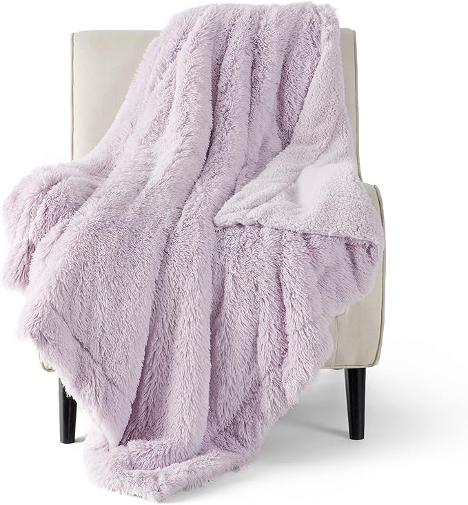 Bedsure GentleSoft Fluffy Lavender Purple Throw Blanket, Purple Decor Lilac Gifts for Kids Girls Women, Soft Cozy Fuzzy Plush Warm Thick Sherpa Fleece Faux Fur Blanket, Birthday Gifts for Her, 50x60