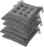 OVOV Chair Cushions for Dining Chairs Set of 6 Tufted Indoor Chair Pads with Ties Soft Square Seat Cushions for Kitchen Chairs 15.5"x15.5",Grey