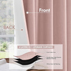 MIULEE 100% Blackout Curtains 120 Inch Long 2 Panels for Bedroom, Thick Luxury Faux Linen Black Out Curtain Room Darkening Back Tab Pleat Window Textured Drapes with Hooks for Living Room, Baby Pink