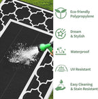GENIMO 6' x 9' Outdoor Rug Waterproof for Patio Decor, Foldable Reversible Plastic Straw Area Rugs Mat for Camper, Morden Carpet for Outside, Rv, Deck, Porch, Picnic, Beach, Balcony, Black & White