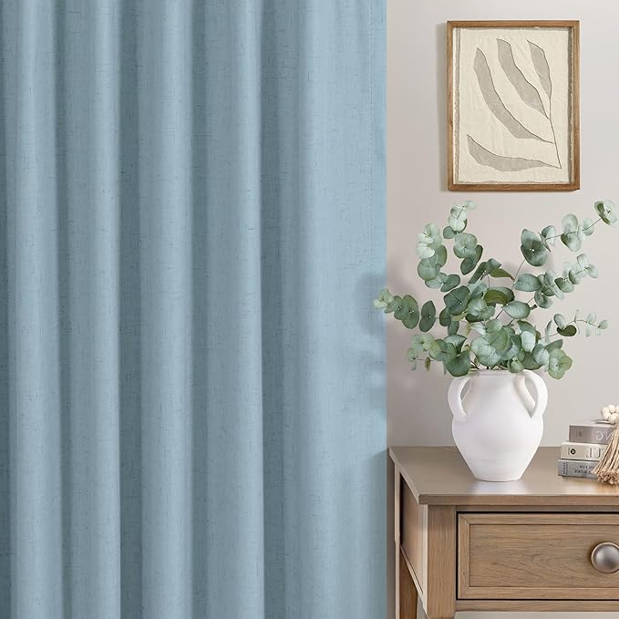 Extra Long Blackout Light Blue Curtains for Living Room 108 Inch Length Insulating Sound Proof Wide Drape for Window Treatments Curtain for Patio Sliding Glass Doors Doorway Hallway 2 Panel Stone Blue