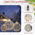 Tangkula Christmas LED Light Balls for Tree (3 Pack), Outside Lighted Sphere with 180 Warm White & 180 Cold White Lights, Holiday Lighted Decorations, Christmas Sphere Balls for Indoor Outdoor Decor