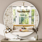 30 Inch Round Bathroom Mirror - Wall Mounted Circle Mirror with Metal Frame, Modern Mirror Suitable for Bathroom, Vanity, Entryway, Living Room, Wall Decor,Silver