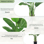 Lifelike Bird of Paradise Silk Artificial Plant Faux Banana Leaf Tree for Home Decor - Perfect Indoor Floor Plant with 9 Trunks (1, Black Planter, 4 FT)