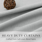 Total Blackout Curtains Full Shade 84 Inches Long Light Grey Gray Black Out Thick Linen Drapes for Living Room Thermal Insulated Bedroom Heavy Duty White Backing Back Tab Pleated 52x84 Length 2 Panel