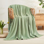 EMME Cotton Blanket Queen Size for Bed Soft Large Muslin Bed Blankets 90"x90" Lightweight Breathable Blanket Bedspread All Season Gauze, Sage Green
