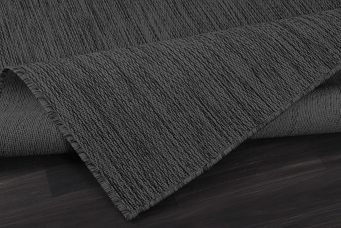 CAMILSON Outdoor Rug 9x12 Modern Area Rugs for Large Indoor and Outdoor Patios and Porches - Waterproof, Washable, Non-Shedding, Easy-to-Clean Outside Carpet (9 x 12, Solid - Dark Gray)