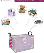 Rectangular Storage Basket Fabric Organizer Bin for Toys,Books,Clothes,Gifts,Pets-Perfect for Home,Office,Nursery,Dorm,Shelf(Rec-Unicorn)