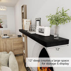 Black Floating Shelves 55 Inch Long, 12 Inch Deep Floating Shelves for Wall, 55 x 9 Large Floating Shelf for Fireplace Mantel, 2" Thicked Wall Shelves for Living Room, Bedroom Storage, 1 Pack