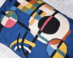 Lumbar Kandinsky Blue Modern Pillow Cover - Counterweights Mid-Century Chair Cushions Blues Abstract Pillowcase Contemporary Sofa Pillowsham Handembroidered Wool Size 14x20
