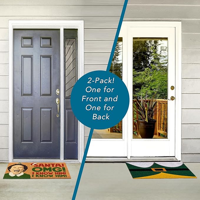 Gertmenian Paramount The Elf Coir Doormat - 2x3 Welcome Mat (2-Pack), Ideal for High Traffic Areas in Front Door, Garage, Entryway - OMG/Costume, 80025