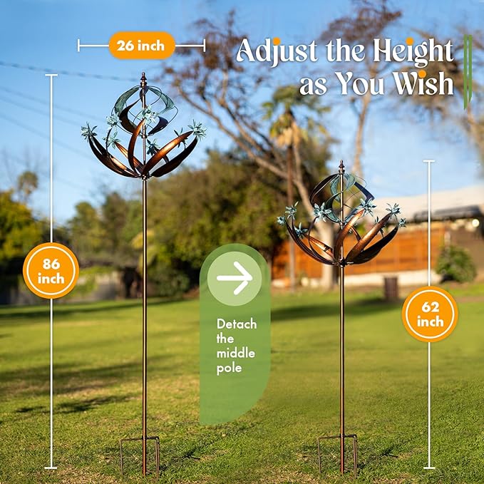 Wind Spinners Outdoor Metal - 86" Height Extra Large Kinetic Wind Spinner Sculpture for Yard and Garden, Ideal Gifts for Birthday, Anniversary and Housewarming