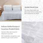 King Comforter Set - 7 Pieces Ruffle White Bedding Sets, Shabby Chic Farmhouse Bed in a Bag King with Ruffle Comforter, Floral Sheets, Pillowcases & Shams