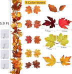 DearHouse 2 Pack Fall Maple Leaf Hanging Vine Garland Artificial Autumn Foliage Thanksgiving Decor for Home Wedding Fireplace Party Christmas (Light Yellow)