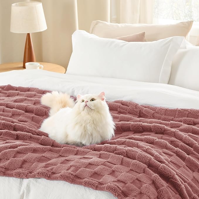 Bedsure GentleSoft Twin Blanket for Bed Dusty Pink - Super Soft Cozy Blankets for Women Men Girls, Cute Fuzzy Fleece Throws for Bedroom Couch, 60x80 Inches