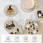 Halloween Coaster for Drinks Set of 6 with Metal Holder and Cork Base Ceramic Drink Coasters Absorbent Cup Mat Non-Slip for Home Kitchen Office Table Decor, 4 Inch