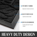 Yimobra Welcome Mat Outdoor, 29.5x17 Waterproof Door Mat Outside Entrance, All-Weather Non Slip Front Door Mat, Low-Profile Entryway Mat Indoor, Porch and Patio, Black