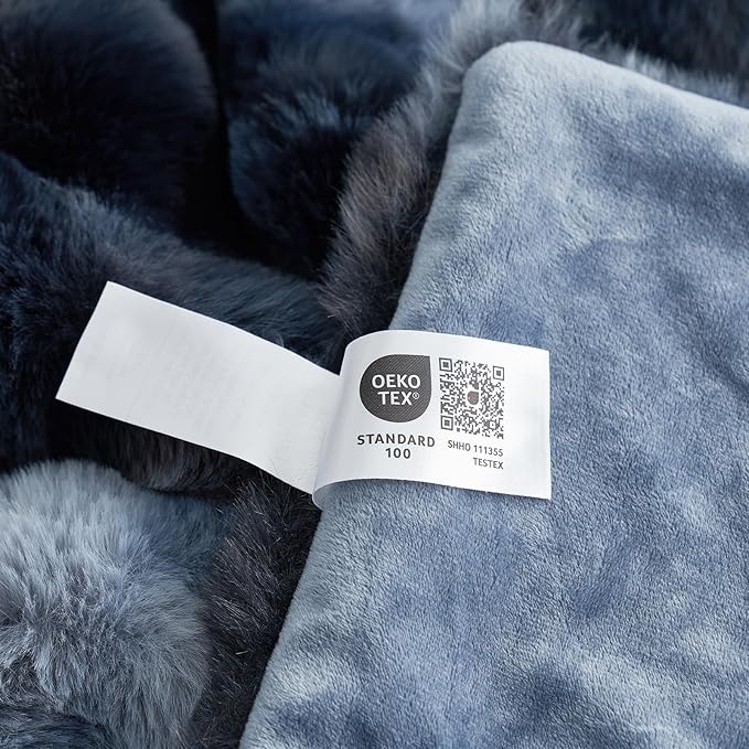 Cozy Bliss Faux Fur Throw Blanket for Couch, Fuzzy Soft Plush Thick Bubble Blanket for Sofa Bedroom Living Room, 108 * 90 Inches Tie Dye Blue