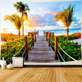 Delur Beach Sunset Tapestry Tropical Seaside Palm Tree Coastal Tapestry Wall Hanging Sunrise Nature Landscape Scenic Psychedelic Headboard for Bedroom Living Room Home Decor (70.8" x 92.5")