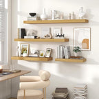 Heimlove 36 Inch Floating Shelves for Wall Set of 2,Oak Wall Shelves for Storage & Decor - Heavy Duty with Invisible Brackets,Perfect for Living Room,Bedroom,Home Office