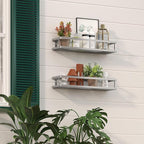 PUSDON Metal Wall Hanging Basket 2 Packs DIY Suitable for Multiple Scenes - Large Silver Grey Guardrail