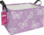 Rectangular Storage Basket Fabric Organizer Bin for Toys,Books,Clothes,Gifts,Pets-Perfect for Home,Office,Nursery,Dorm,Shelf(Rec-butterfly )