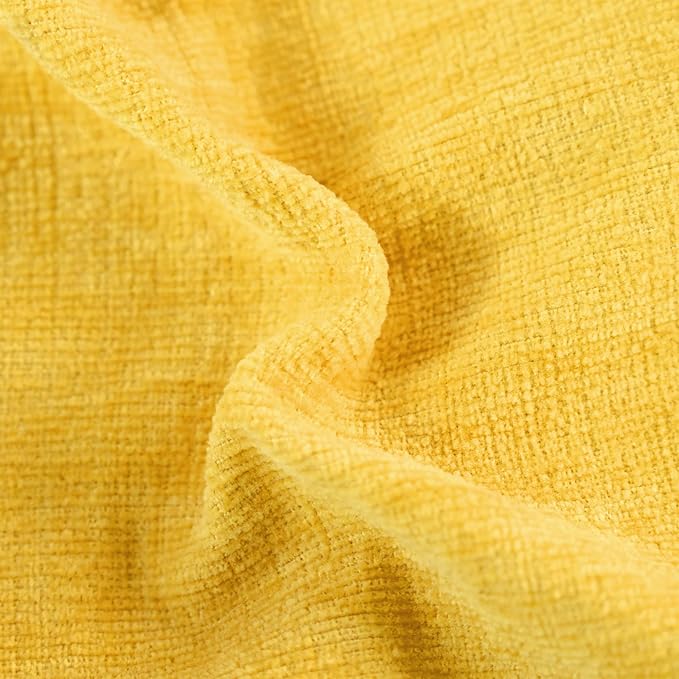 CaliTime Throw Pillow Covers Decorative 24 X 24 Inches Pack of 2 Cozy Chenille Cushion Cases for Couch Sofa Bed Living Room Home Mustard Yellow